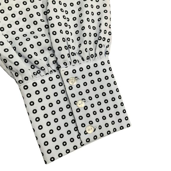 Ann Taylor Women's Blue White Boxy Blouse with Mandarin Collar EUC Size XL - Picture 6 of 9